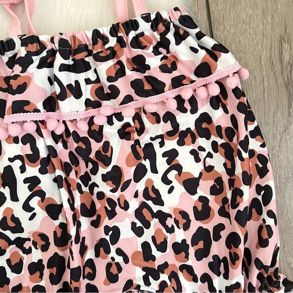 Baby Girl Leopard Pom Pom Romper - Picture 2 of 3